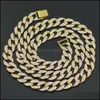 Ketten Hiphop Iced Out Miami Cuban Link Halskette für Herren Lange Dicke Schwere Große Bling Hip Hop Frauen Gold Silber Schmuck Geschenk Drop Deliv Otlv4