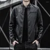 Männer Jacken Casual Frühling Einfarbig Herren PU Motorrad Outwear Männlich Schwarz Schlank Faux Leder Mäntel Herbst Dünne Tops kleidung