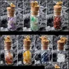 Подвесные ожерелья ручной энергии хрустальный камень мини -стеклянный стеклянный стеклянный стеклянный бутылка для женщин Мужчины Любители счастливые украшения с веревочной цепью 51C3 капля роду