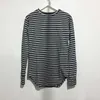 Men's T Shirts Men Stripe Longline T-shirt Long Sleeve Thumb Hole Cuff Curved Hem Top Tee Shirt Black Grey Stripes 903-A871