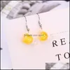 Charm Fashion Summer Sweet Fruit Milk Tea Drink Bottle Pendant Earrings Glass Stberry Lemon Cup Candy Women Jewelry Gift Drop Deliver Otzla