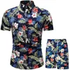 Survêtements pour hommes Ensemble de vêtements pour hommes 2023 Deux pièces Summer Beach Wear Floral Print Chemise décontractée et shorts Vêtements de vacances hawaïennes