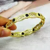 Hollow Bangle Gold Color Metal Colorful Stone Mix Armband Women 2023