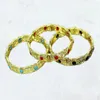 Hollow Bangle Gold Color Metal Colorful Stone Mix Armband Women 2023