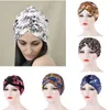 Etniska kl￤der Dubbelskiktade tyg Twisted Turban Cap Women's Headwrap Muslim Bonnet Beanie African Printed Hat Islamic Headwear