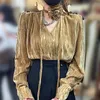 Kvinnors blusar med blommor Sashes Women Luxury Chic Velvet V Neck Party Bluusa Elegant Cele Handmade Bows Ties Ins Shirts Tops NS694