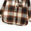 Women's Jackets HOM Autumn Women's Fashion Star's Style Jacket 0779890 With Thick Herringbone Chequered Long Sleeve Straight Cylinde