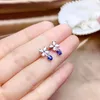 Boucles d'oreilles pendantes pour femmes Sparkling Blue Sapphire Diamond Wedding Band Engagement Luxury Fine Jewelry