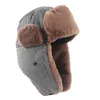 Berets Winter Men's Hat с ушными изделиями Fashion 2023 Осенний теплый Ushanka Bomber Hats Men Men Fauxe Fur