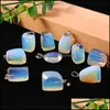 Arts And Crafts Natural Stone Irregar Charms Opal Tigers Eye Pink Quartz Healing Chakra Pendants Diy Necklaces Jewelry Accessories M Dh6Mc