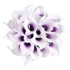 Dekorative Blumen, 24 Stück, künstliche Calla-Lilie für selbstgemachte Braut- und Hochzeitsstrauß-Mittelstücke, Heimdekoration (lila in weiß)