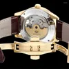 ساعة معصم Ailang 2023 Fashion Leather Strap Watches Top Skeleton Automatic Automatic Sport Sport Tourbillo Men's Wrist Watch