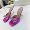 Bowtie 9.5cm heel sexy heeled slippers women lady sandals summer mach party dress shoes MC5529