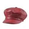 Berets vintage vrouwen pu lederen hoed koele pompoenschildering cap lady baret hoeden drop levering mode accessoires sjaals handschoenen caps dhoxn