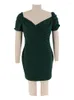 Plus -klänningar Zjfzml ZZ Women's Luxury Low Neck Ruff Short Sleeve Bodycon Dress 2023 Hög midja ovanför knälängden Mini