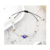 Pulseras de encanto trenzado Evil Blue Eye Pulsera Joyería hecha a mano Colorf Crystal Beads para mujeres niña 2247 T2 Entrega de gota DHLR4