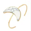 Bangle FYSL Light Yellow Gold Color Crescent Moon White Howlite Stone Open Red Turquoises Jewelry