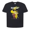 2023 NIEUWE MENS TRICHT Noord -Amerikaanse High Street Brand Rhude Grape Vrouwelijke figuur Abstract illustratie Letter Afdrukken Ronde met korte mouwen Loose dames