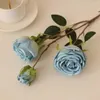 Dekorativa blommor konstgjorda gröna växter orange blå franska rose falsk papaya blomma kapok silk bomull bonsai