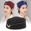 Berets stewardess kapelusz elegancka odznaka haftowa oddychająca dekoracyjna sukienka wełniane kobiety hostessy powietrzne beret formalny mundur czapki