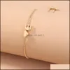 Braccialetti con ciondoli Lettera Charms per le donne Cubic Zirconia Catena regolabile Polsino Gioielli per feste di nozze Bracciale Bangle Q345Fz Drop D Dhrf9