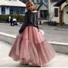 Jupes 2023 Hiver vintage gothique plissé long tulle jupe tutu fémme haute piste à la taille en maille coréenne de mode coréen