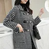 مزيج من الصوف النسائي 2023 Houndstooth Catcmere Coat Belt Woleder Gacket Women Natural Cloth QN3699 TESS22