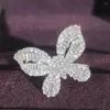 Cluster anneaux 2023 à la mode papillon couleur argent mignon mode anneau pour les femmes fête cadeau bijoux en gros R6134