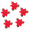 Flores decorativas 5 Arreglo de flores Poinsettia para la elaboración de ramos de boda Centros de mesa Brillo de Navidad