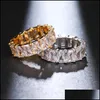 Bandringen hiphop enkele rij kristallen diamanten vingerring bling kubieke zirkonia voor bruiloft accessoires q337fz drop levering sieraden dhica