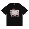 2023 Nya mäns T -shirt nordamerikanska High Street -märke Rhude Storms Never Last Rose Mirror Print Women's Short Sleeve Summer