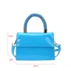 Abendtaschen Perlengriff Griff Tasche für Frauen Mini Crossbody Luxus Lackleder Schulter Trend Quadratklappe Handtaschen Geldbörse lila lila