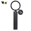 Keychains Vnox Initial Keychain For Men Women Black Stainless Steel Key Chain Free Customize Vertical Bar Keyring