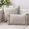 Pillow Lotus Leaf Lace Hug Pillowcase Small Fresh Solid Color Suede Sofa Cute Bedside