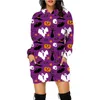 Damen Hoodies Damen Halloween Kürbis Print Hoodie Kleid Langarm Sweatshirt Herbst Frühling Casual