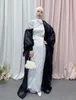 Ethnic Clothing 2023 Fashion Muslim Open Abaya For Summer Turkey Hijab Long Dress Women Ramadan Kimono Dubai Abayas Cardigan Puff Sleeve