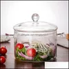 Bowls 1300Ml Creative Soup Pot Transparent Glass Cooker Salad Instant Noodle Bowl Handmade Cooking Tools Kitchen Suppliesabux Drop D Dhinm