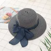 Brede rand hoeden aan zee big-rand hoed dames zomer Koreaanse versie van de Tide Straw Black boog anti-squat solid color strand hatwide davi22