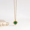 Chaînes Vintage Design Unique en acier inoxydable vert pierre collier pour femmes bonne qualité lien chaîne étanche bijoux chaînes