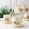 Cups Saucers Rose Flowers Bone China Coffee Set British Porcelain Tea Ceramic Pot Creamer Sugar Bowl Teatime Teapot Cup Mug