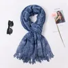 Scarves Selling Plain Embroidered Cotton Scarf Floral Tassel Tie-dyed Shawl Muslim Women Hijab Plaid Stoles