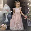 女の子のドレスプリンセスピンクフラワーレース2ピース誕生日結婚式パーティーエレガントなかわいいキッズ聖体