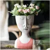 Planters Pots Art Portrait Flower Pot Vase Scpture Resin Human Face Family Garden Storage Arrangement Home Decors Drop Delivery Pa Dhzld