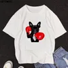 Camisetas de verano para hombre, camiseta con estampado de perro de boxeo para hombre, camisetas informales Harajuku, camisetas con gráficos divertidos, camiseta blanca de manga corta para hombre