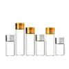 Clear Brown Mini Samll Glass Empty Bottle Dia.16mm Cosmetic Packaging Sample Essential Oil Vials Gold Silver Line Screw Lid Whit Inner Plug 1ml 2ml 3ml 4ml 5ml