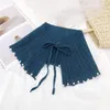 Halsdukar Autumn Winter Fashion Women Pearl Cotton False Collar Shawl Girls Sticked Solid Color Small Cape Shoulder Wrap Scarf A029