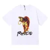 2023 New Men's Rhude T-shirt North American High Street Brand Rhude Ins Fashion Tiger HD Coton Coton Coton Short Sleeve Women's Large Pullover High Quality