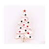 Pins Brooches Wholesale White Enamel Christmas Tree Gift Brooch with Mticolored Rhinestone Crystals 464c3 Drop Delivery Jewelry Dh4qp