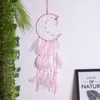 Dekorativa figurer Dream Catchers ledde Moon Catcher med fjäder Lycka till hängande charms hemvägg prydnad trädgårdsmaterial