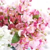 Dekorativa blommor 52,5 cm Artificial Cherry Spring Plum Peach Blossom Branch Silk Flower Home Wedding Garden Decoration